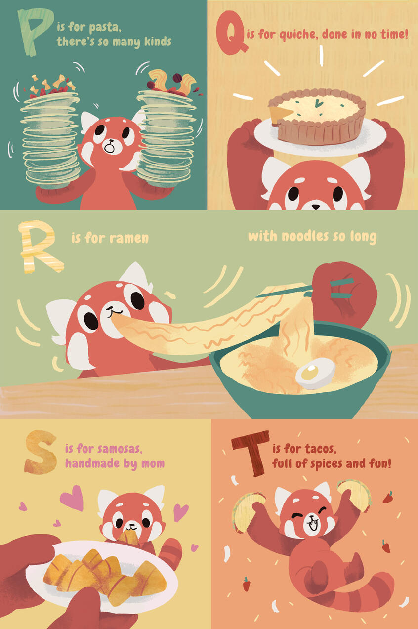 Food is Fun! An alphabet book made using mixed media textures and digital.