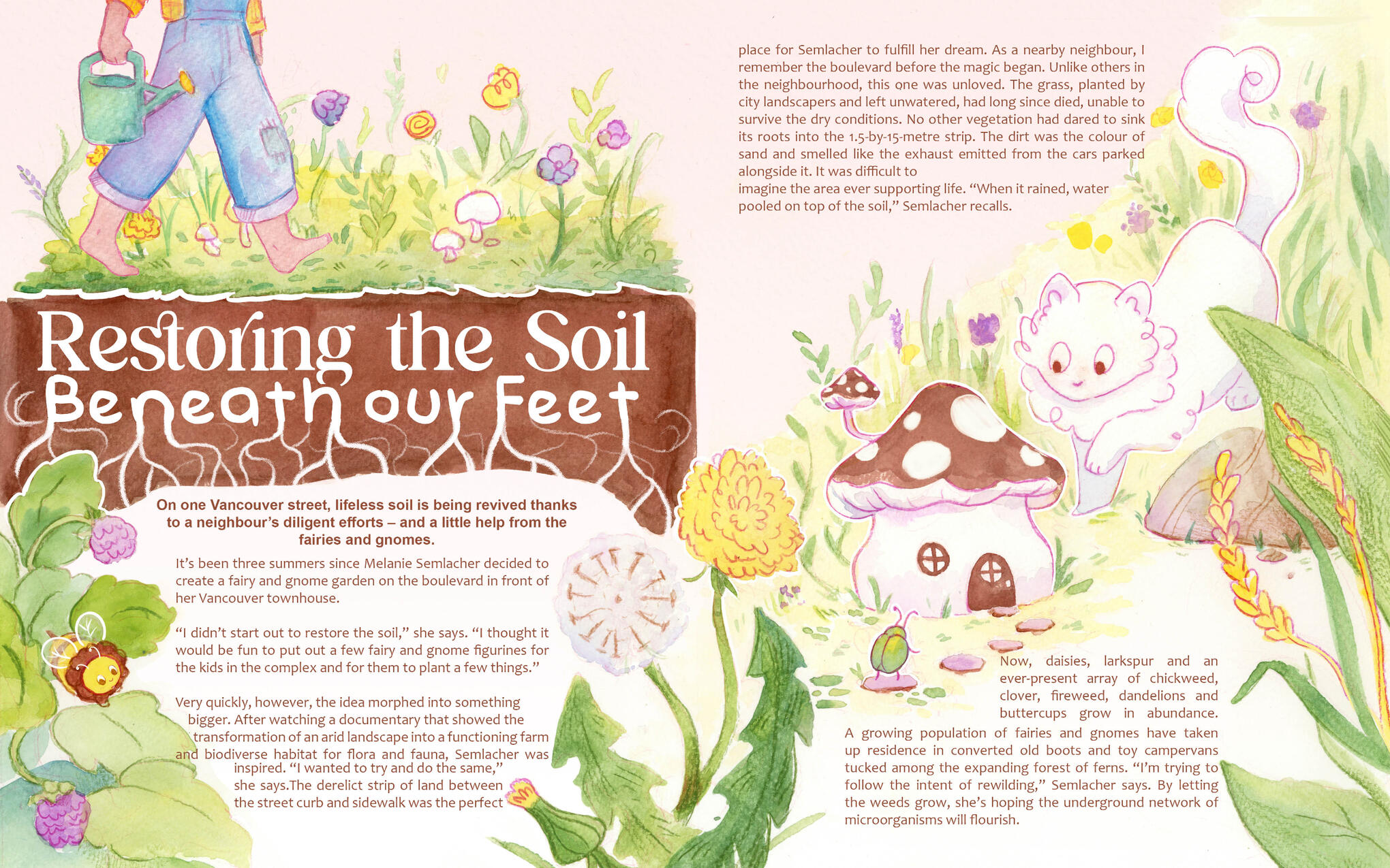 Watercolor article illustration - Restoring the soil